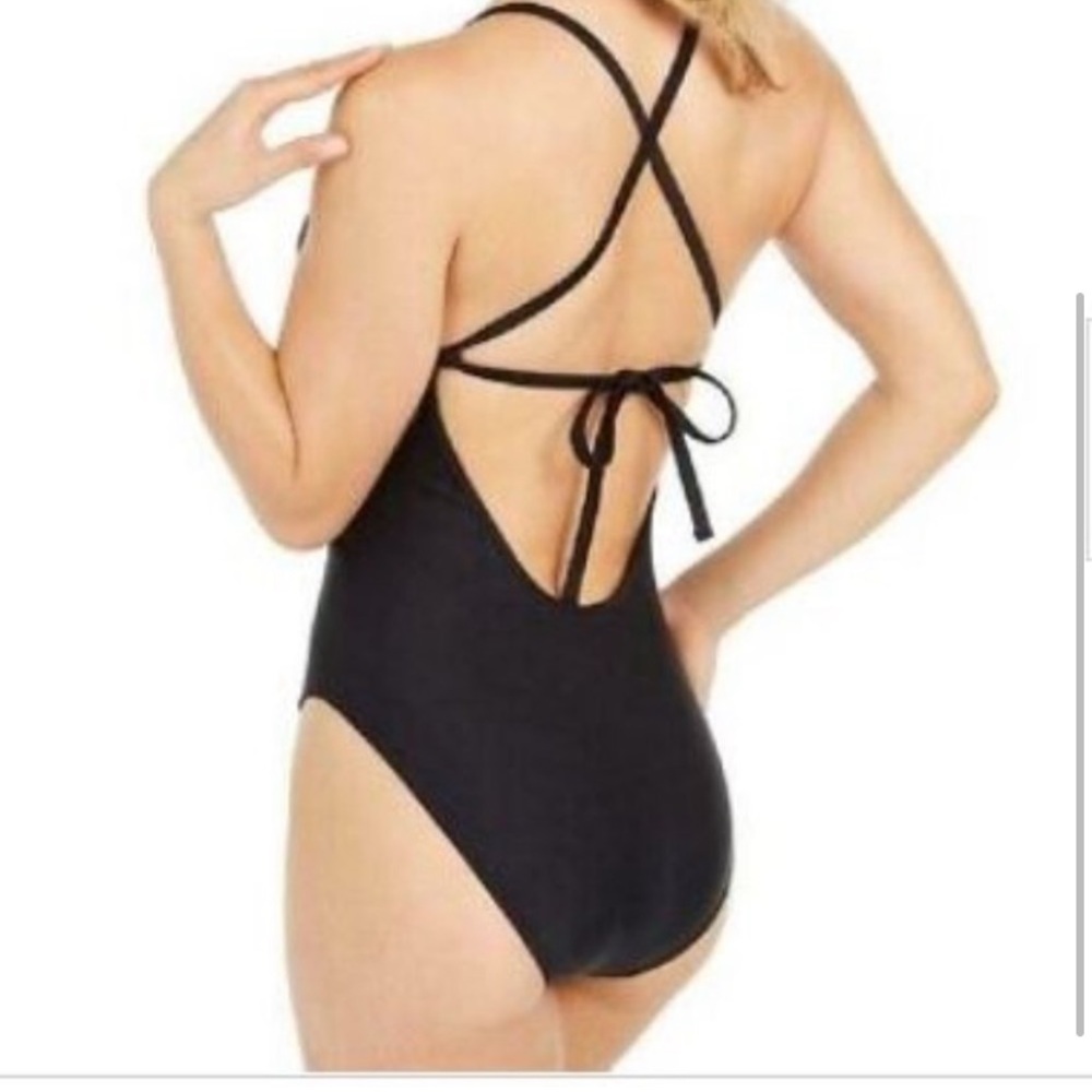 Bar III Cross-Back One-Piece Swimsuit Black S